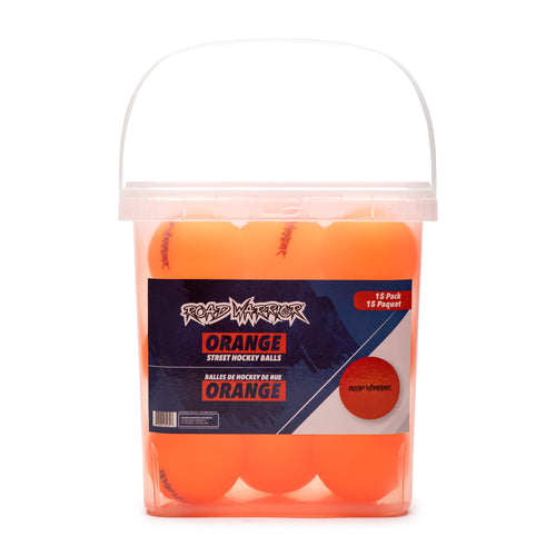 15 Pack Bucket of Street Hockey Balls (Orange)